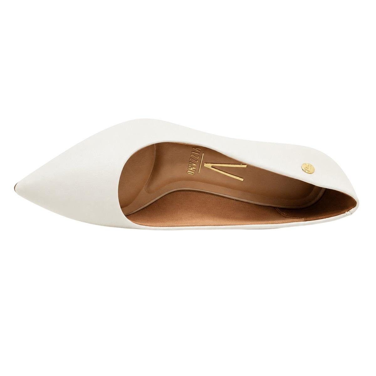 Sapato Scarpin Salto Baixo Feminino Vizzano 1122.828 Offwhite Branco 3