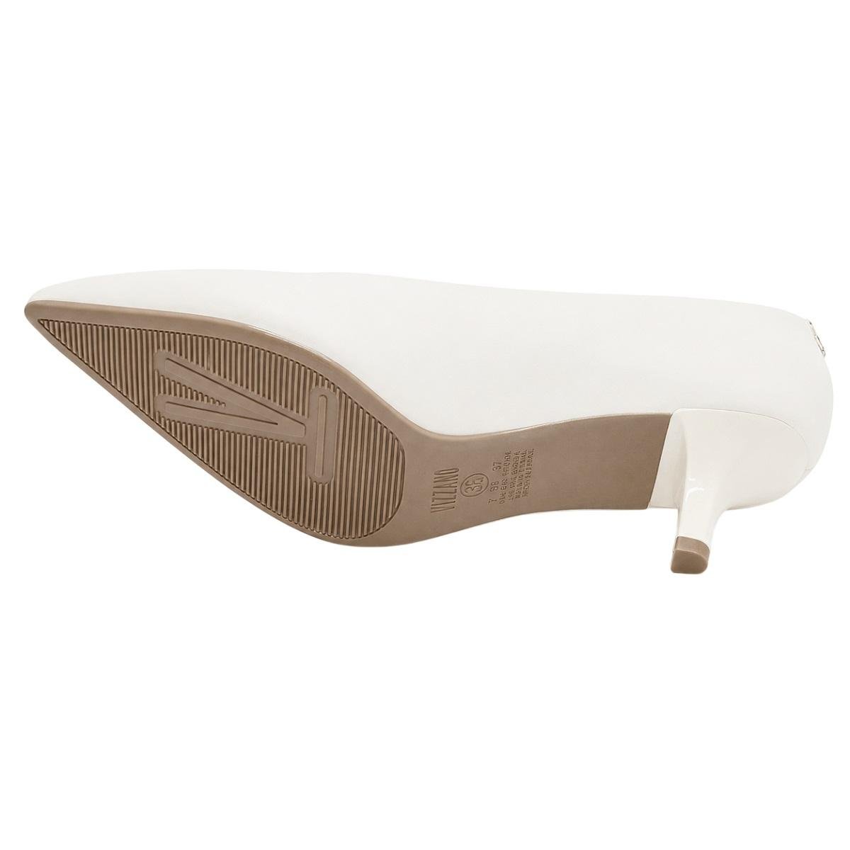 Sapato Scarpin Salto Baixo Feminino Vizzano 1122.828 Offwhite Branco 4