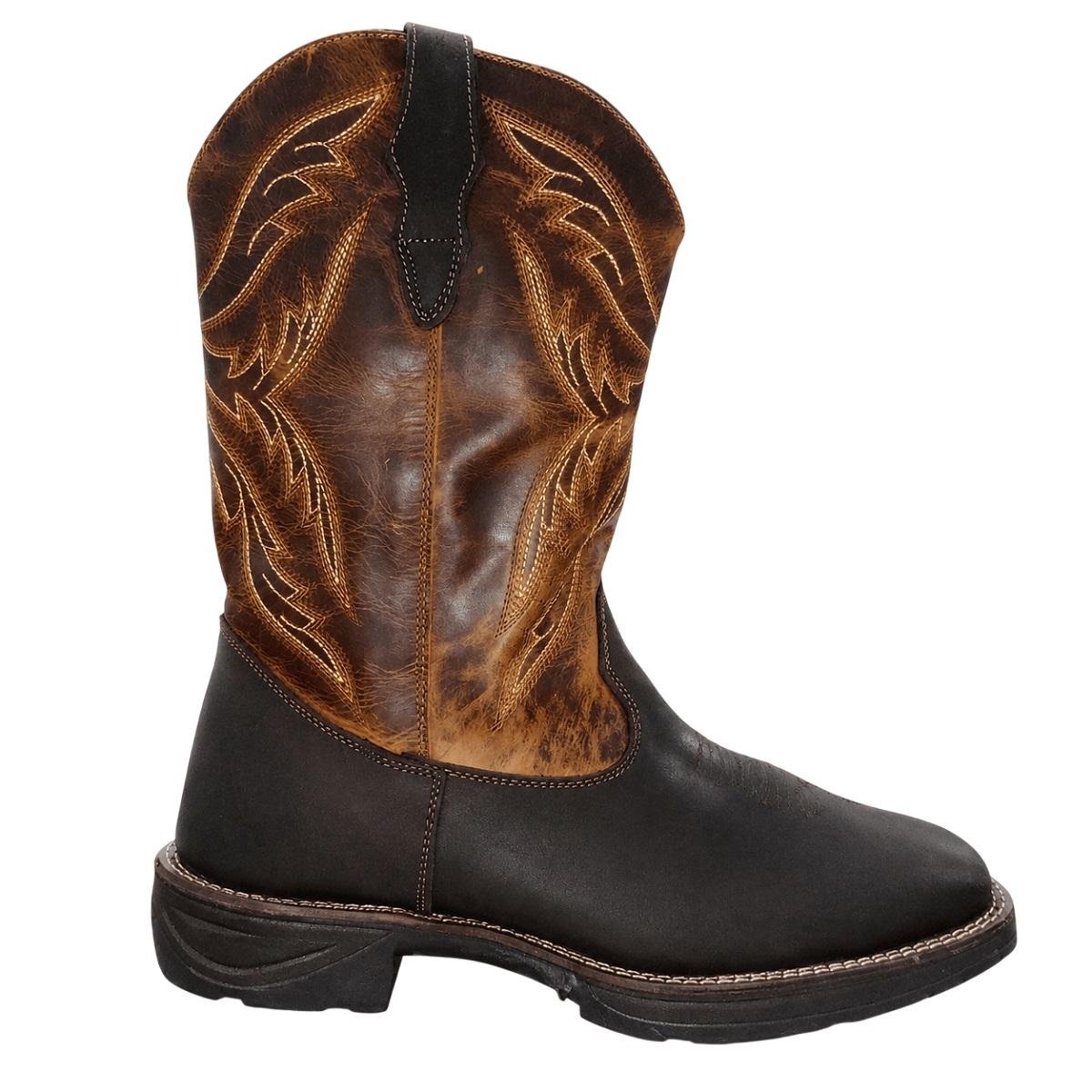 Bota Texana Masculina Cano Médio Big Bull Country Bordada Marrom