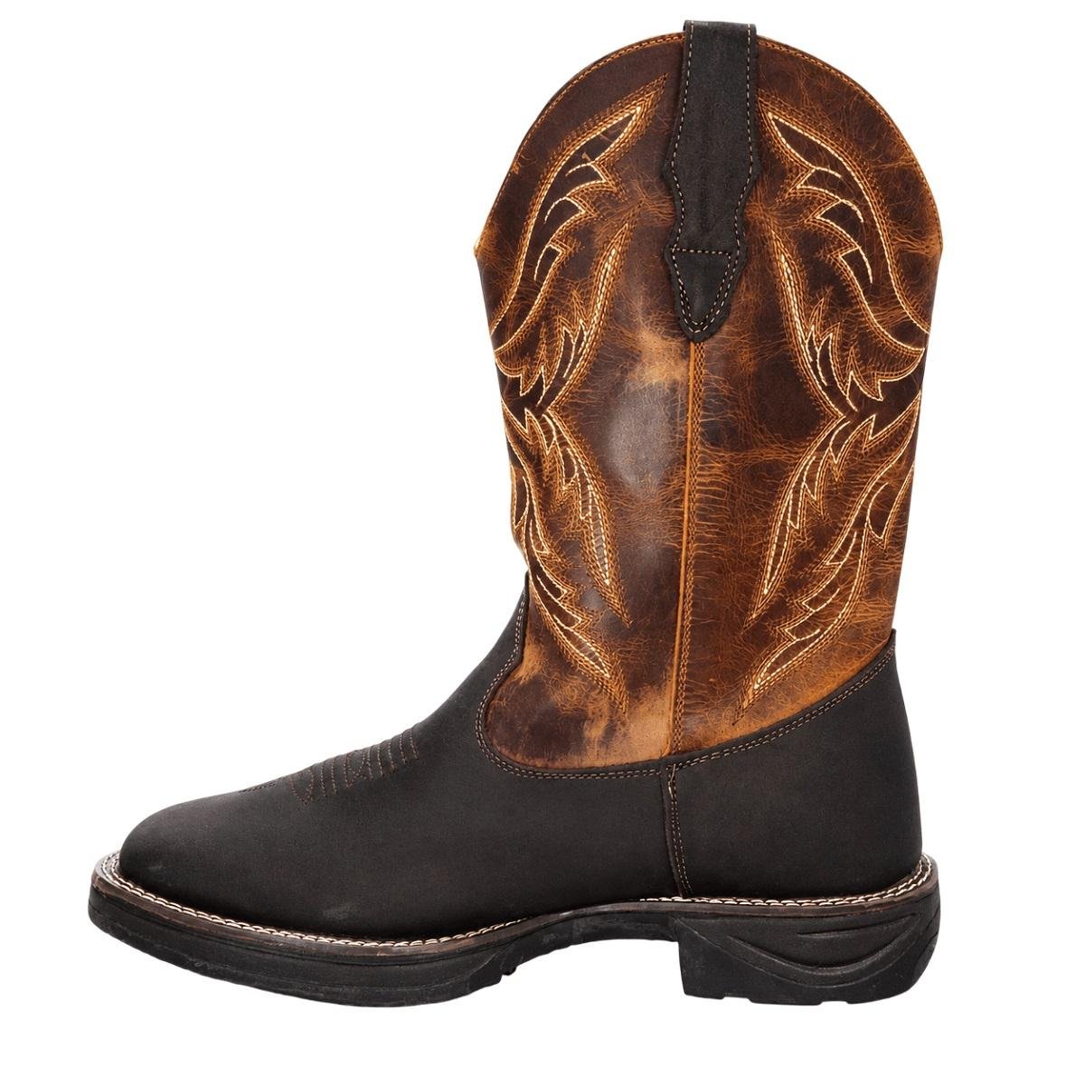 Bota Texana Masculina Cano Médio Big Bull Country Bordada Marrom Marrom 2