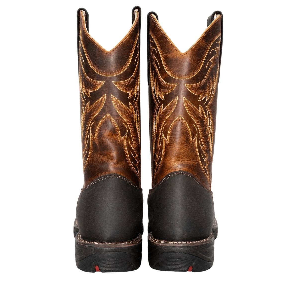 Bota Texana Masculina Cano Médio Big Bull Country Bordada Marrom Marrom 4