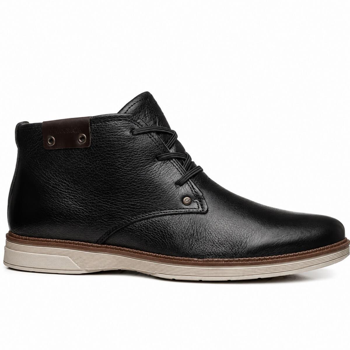 Bota Coturno Cano Curto Couro Masculino Pegada 126751 Preto