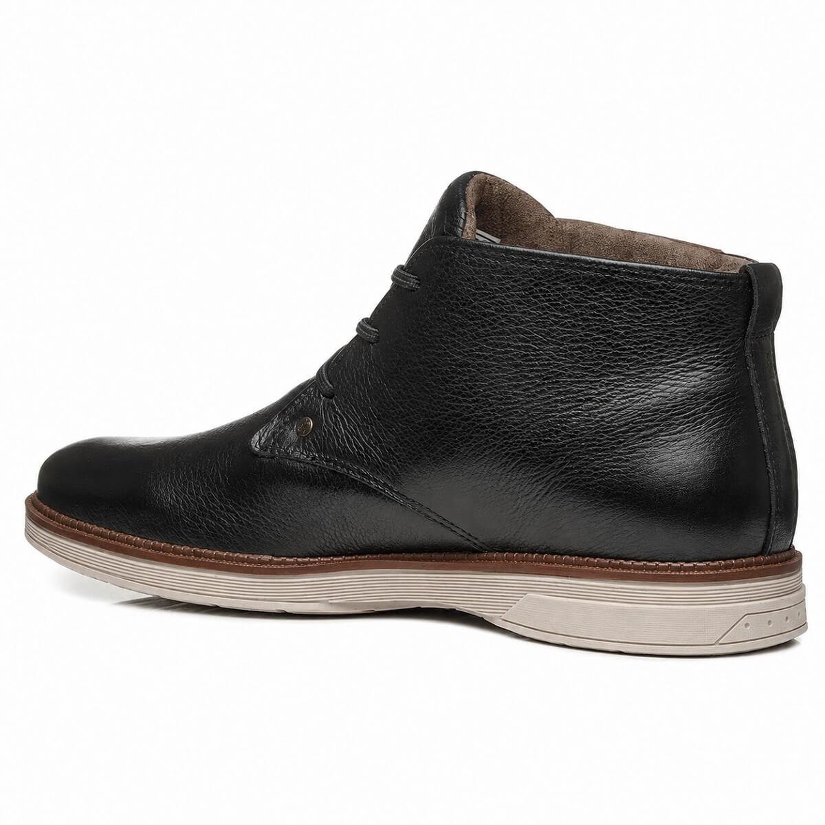 Bota Coturno Cano Curto Couro Masculino Pegada 126751 Preto Preto 2