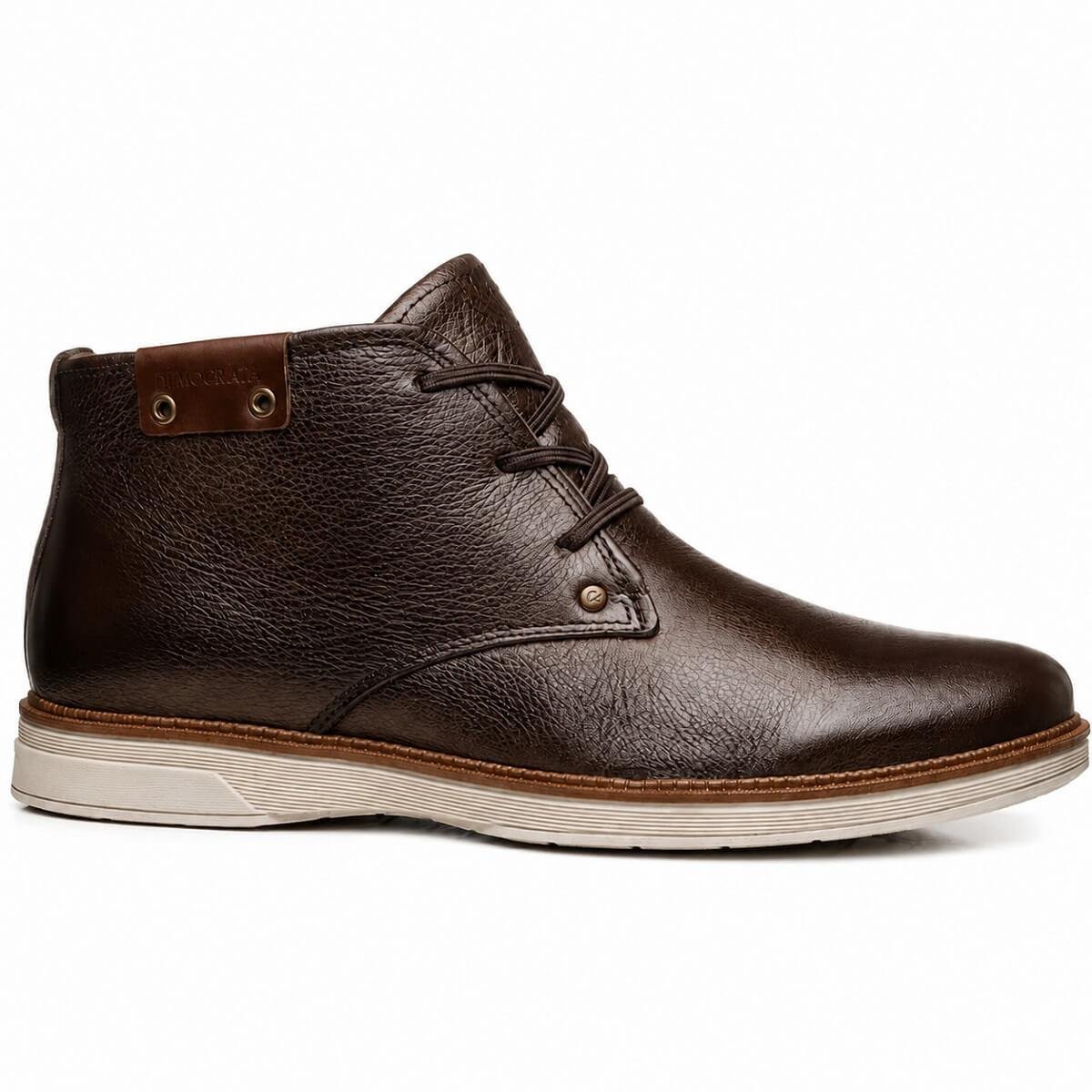 Bota Coturno Cano Curto Couro Masculino Pegada 126751 Marrom