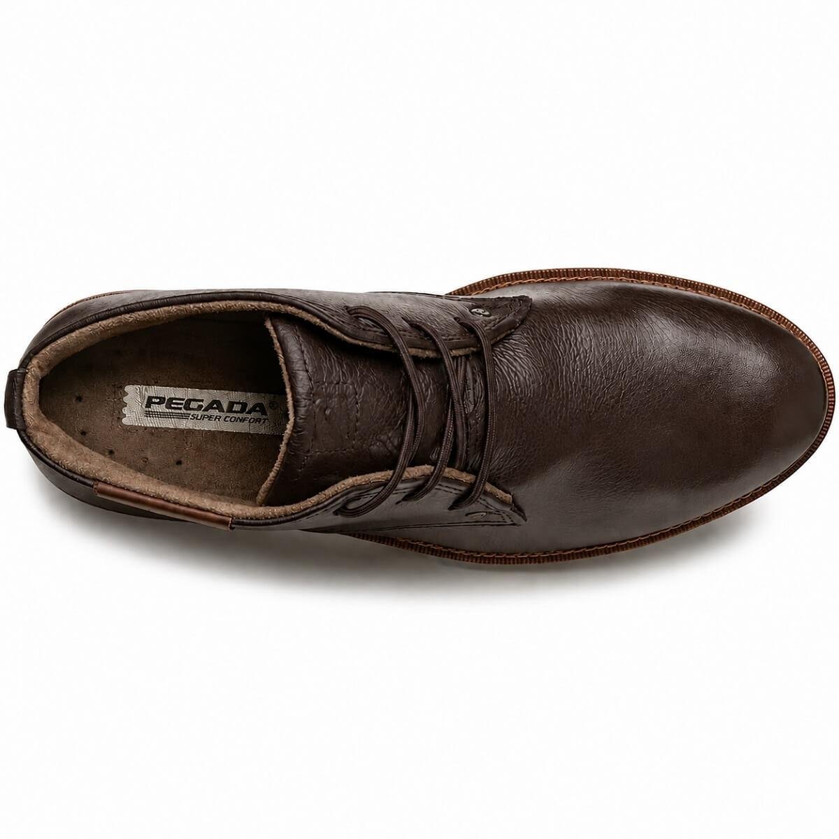 Bota Coturno Cano Curto Couro Masculino Pegada 126751 Marrom Marrom 3