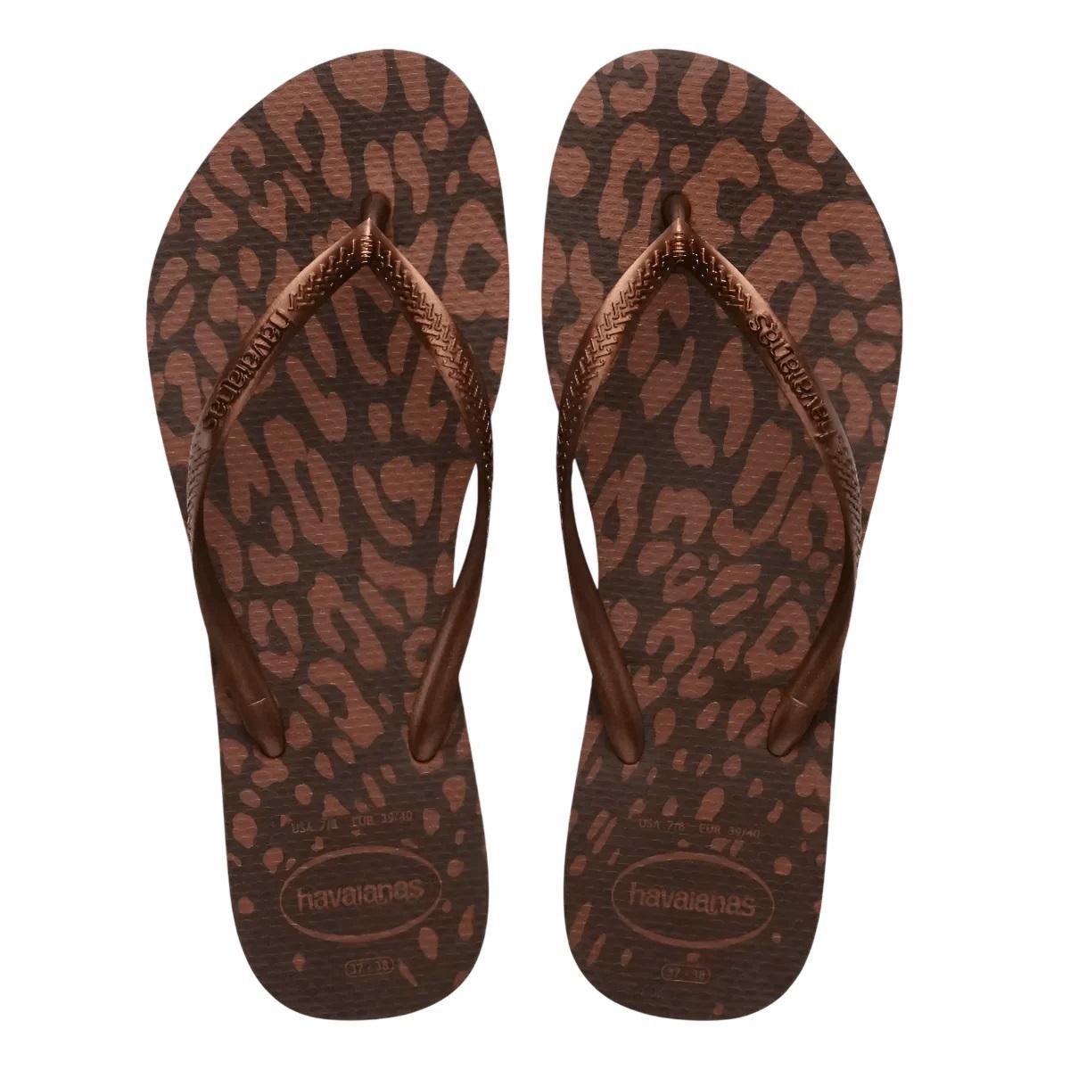 Chinelo Slim Feminino Havaianas Animals Marrom