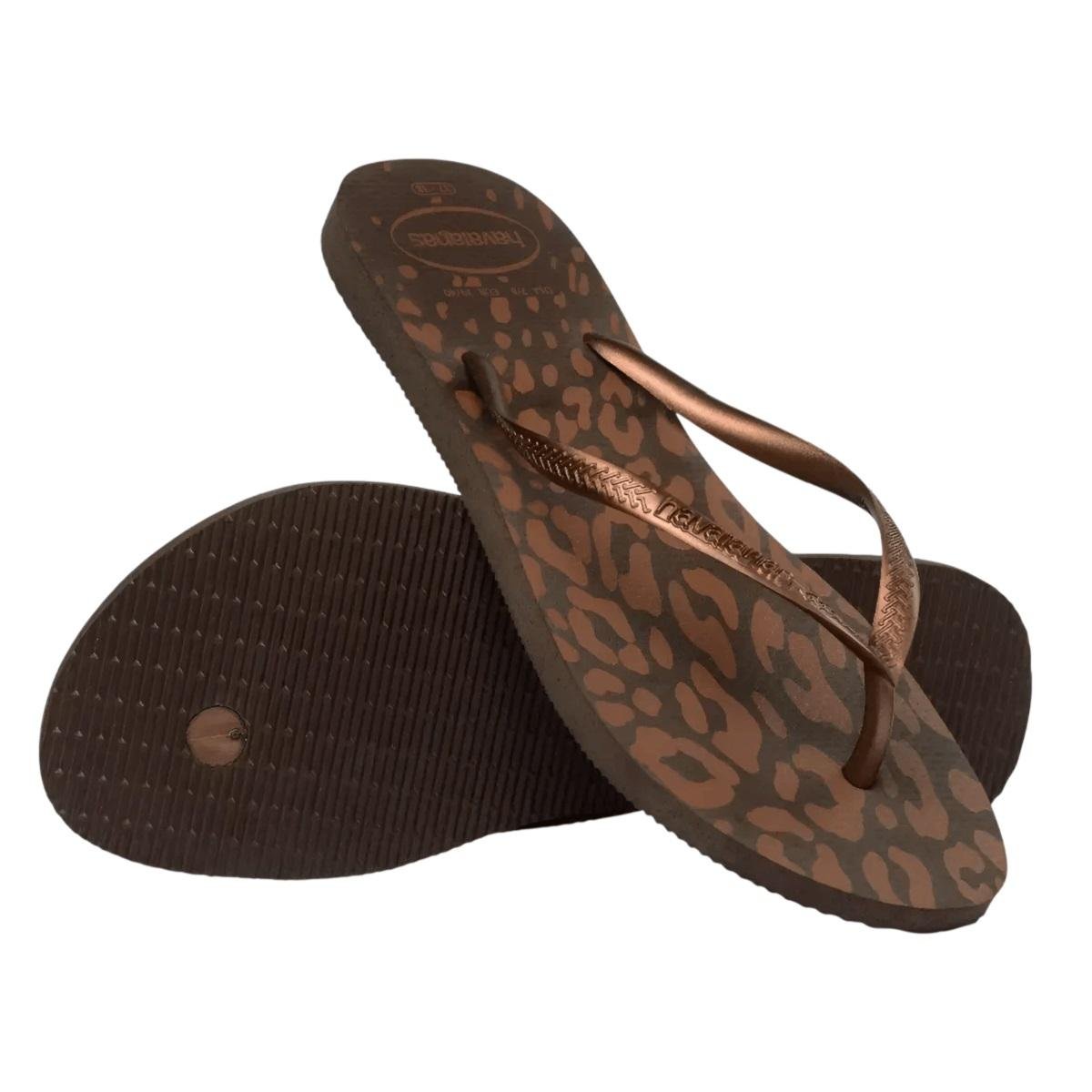 Chinelo Slim Feminino Havaianas Animals Marrom Marrom 4