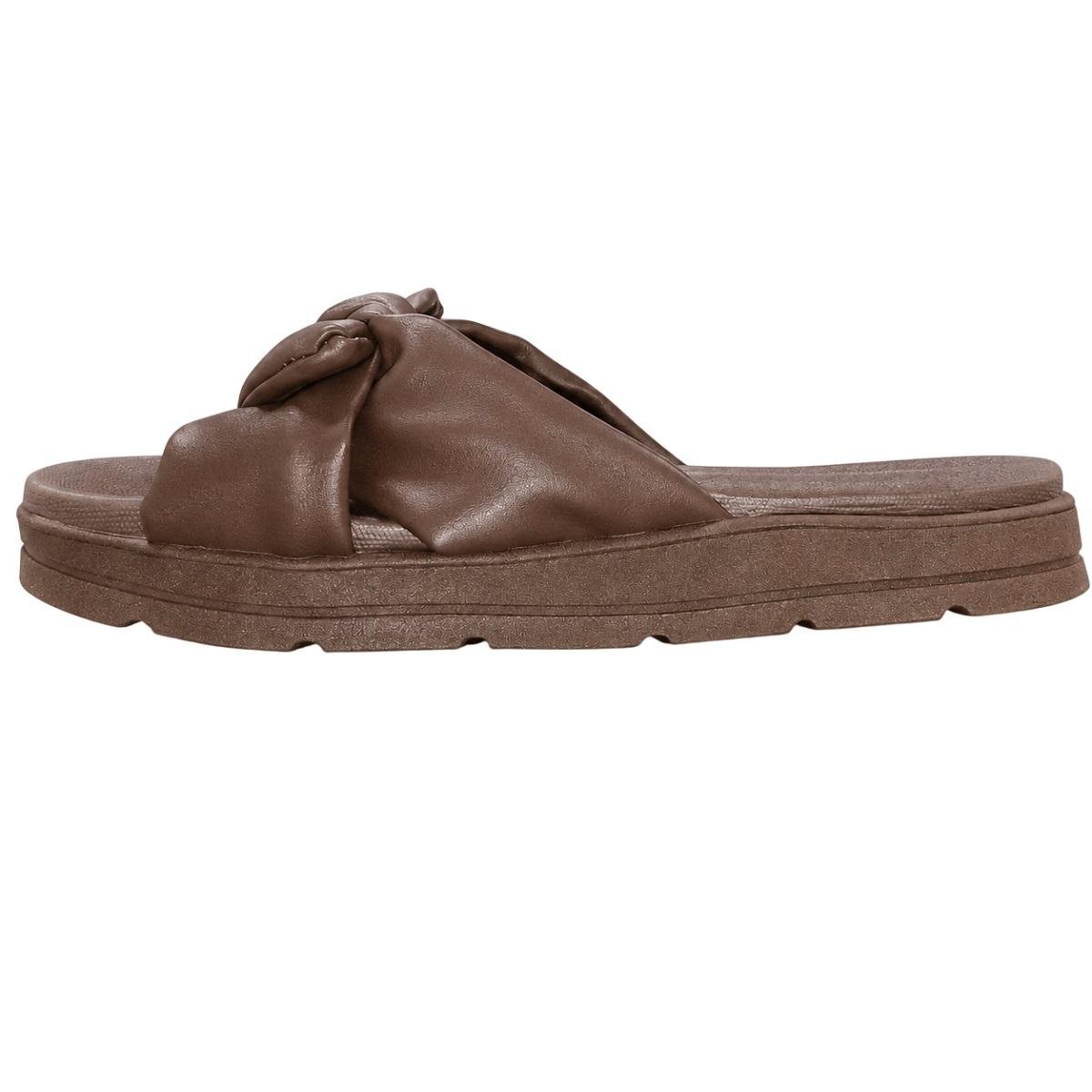 Tamanco Papete Laço Feminino Moleca 5490.232 Marrom Marrom 2