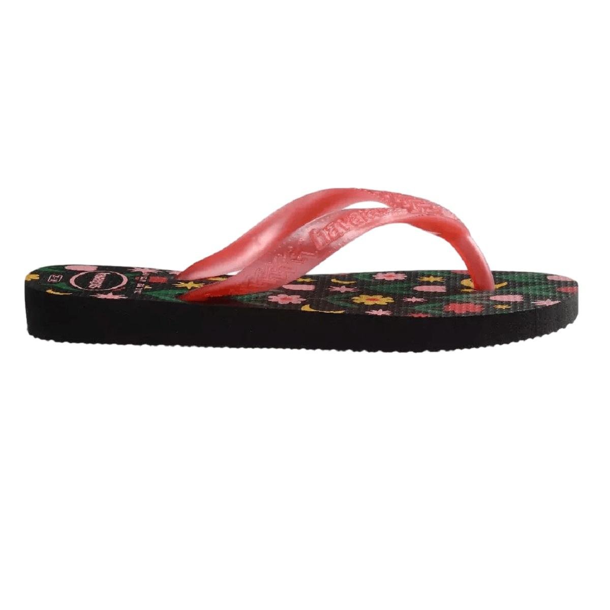 Chinelo Infantil Menina Havaianas Kids Flores 4000052 Preto Preto 2