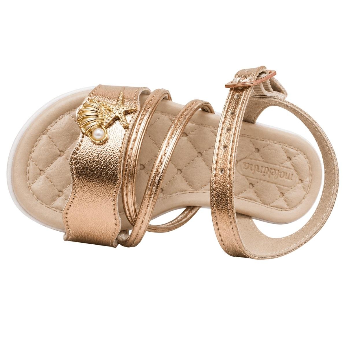 Sandália Papete Infantil Menina Molekinha 2724.532 Cobre Dourado 3