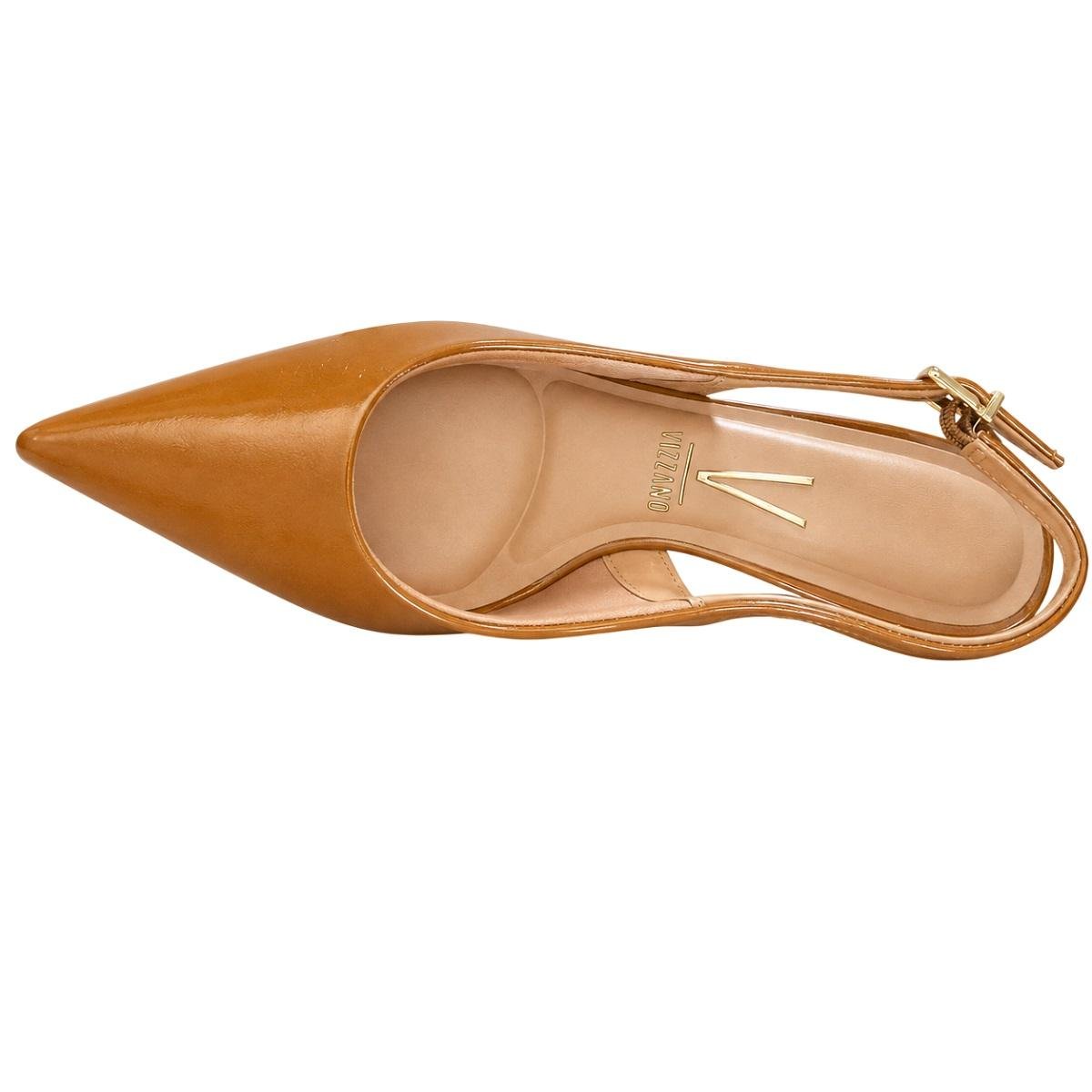 Sapato Slingback Anabela Feminina Vizzano 1483.101 Caramelo Marrom 3