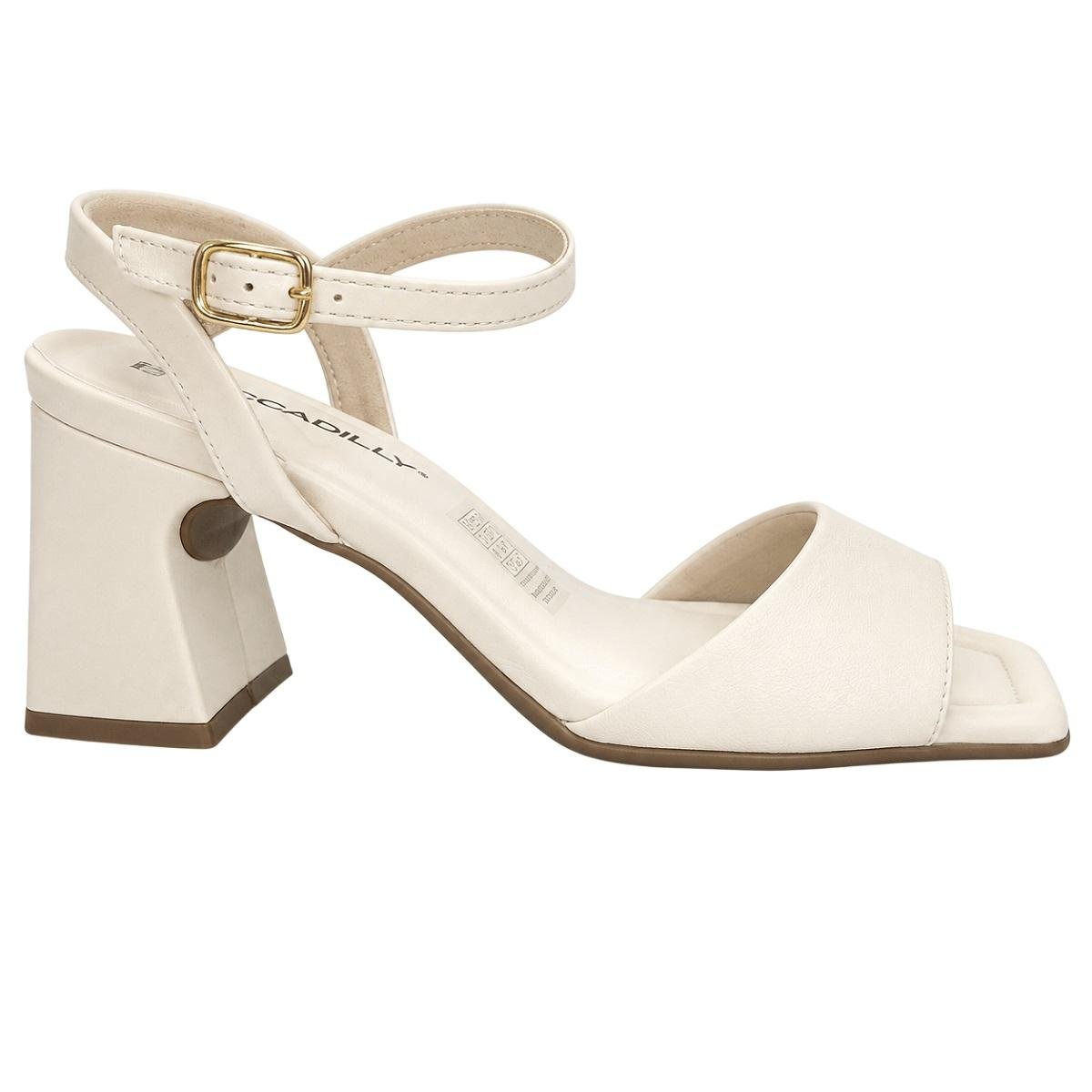 Sandália Salto Médio Feminina Piccadilly 626060-22 Offwhite Branco 1