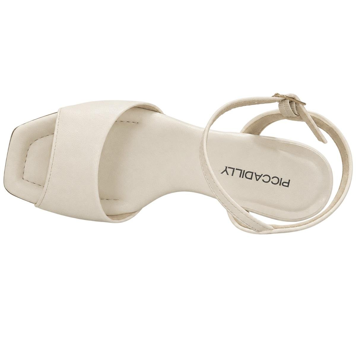 Sandália Salto Médio Feminina Piccadilly 626060-22 Offwhite Branco 3