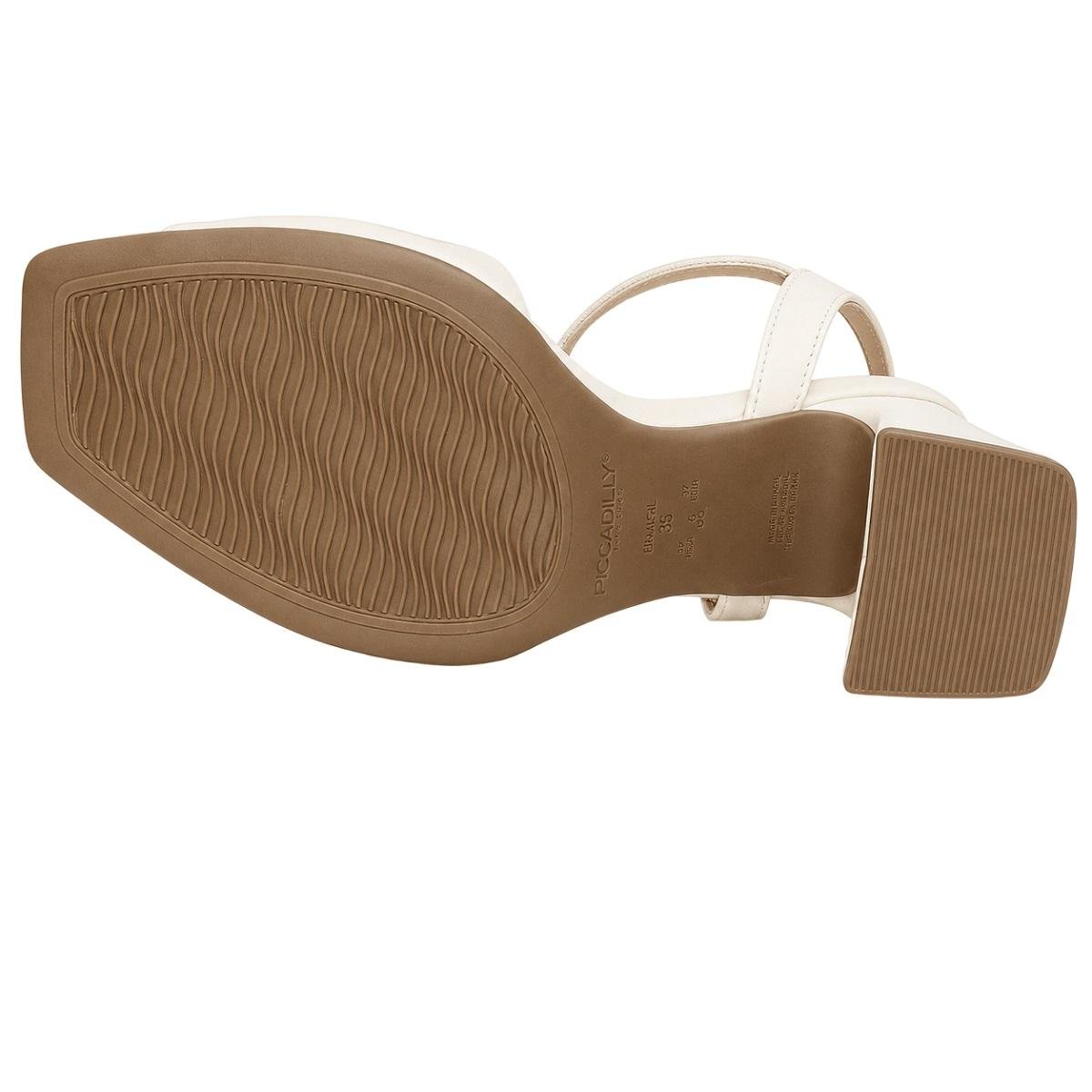 Sandália Salto Médio Feminina Piccadilly 626060-22 Offwhite Branco