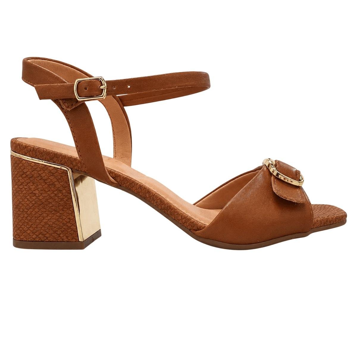 Sandália Salto Médio Feminina Ramarim 26-39203 Marrom