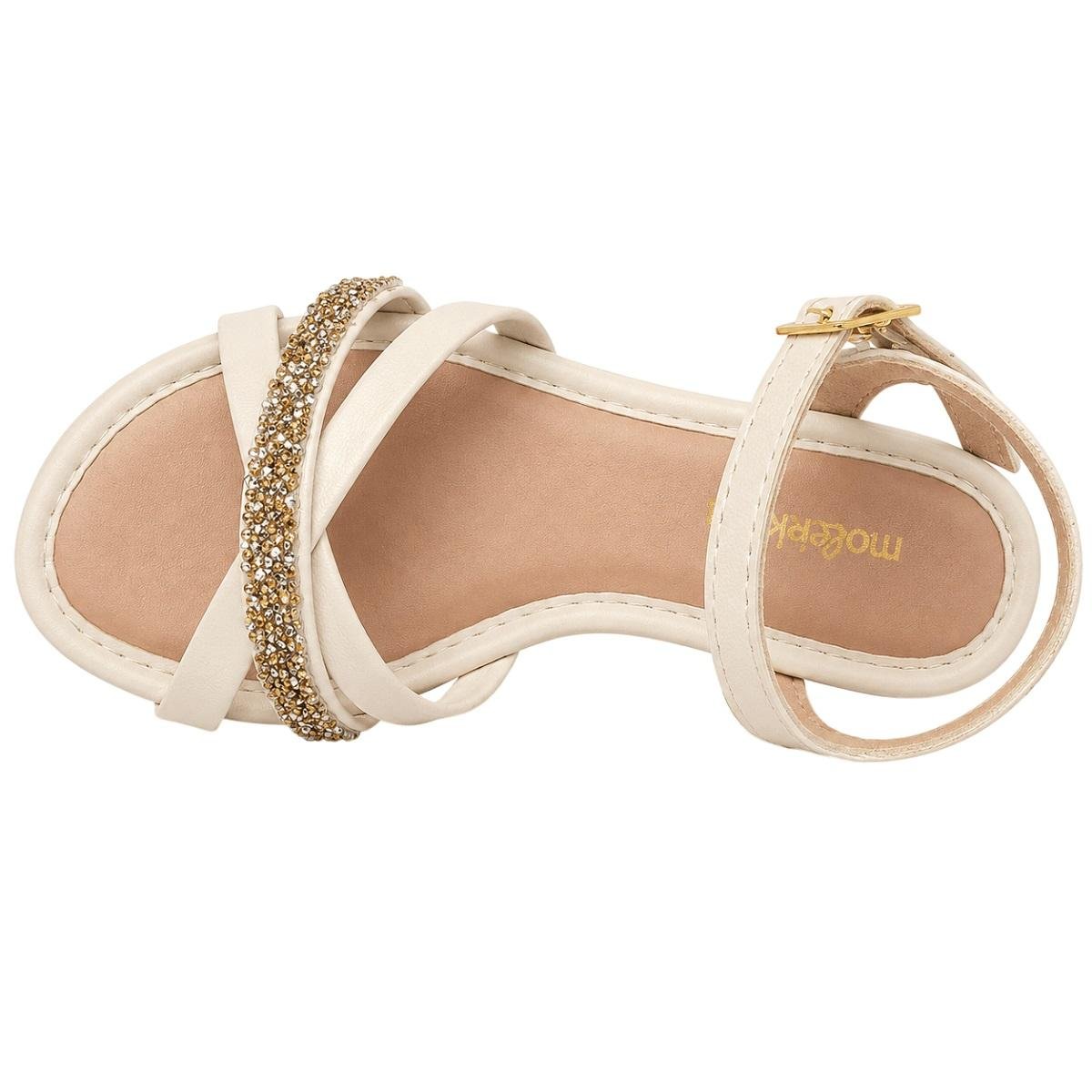 Sandália Rasteira Infantil Menina Molekinha 2157.1214 Offwhite Branco 3