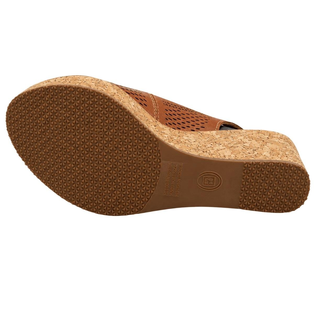 Sandália Anabela Peep Toe Feminina Bottero 380941 Caramelo Marrom 4