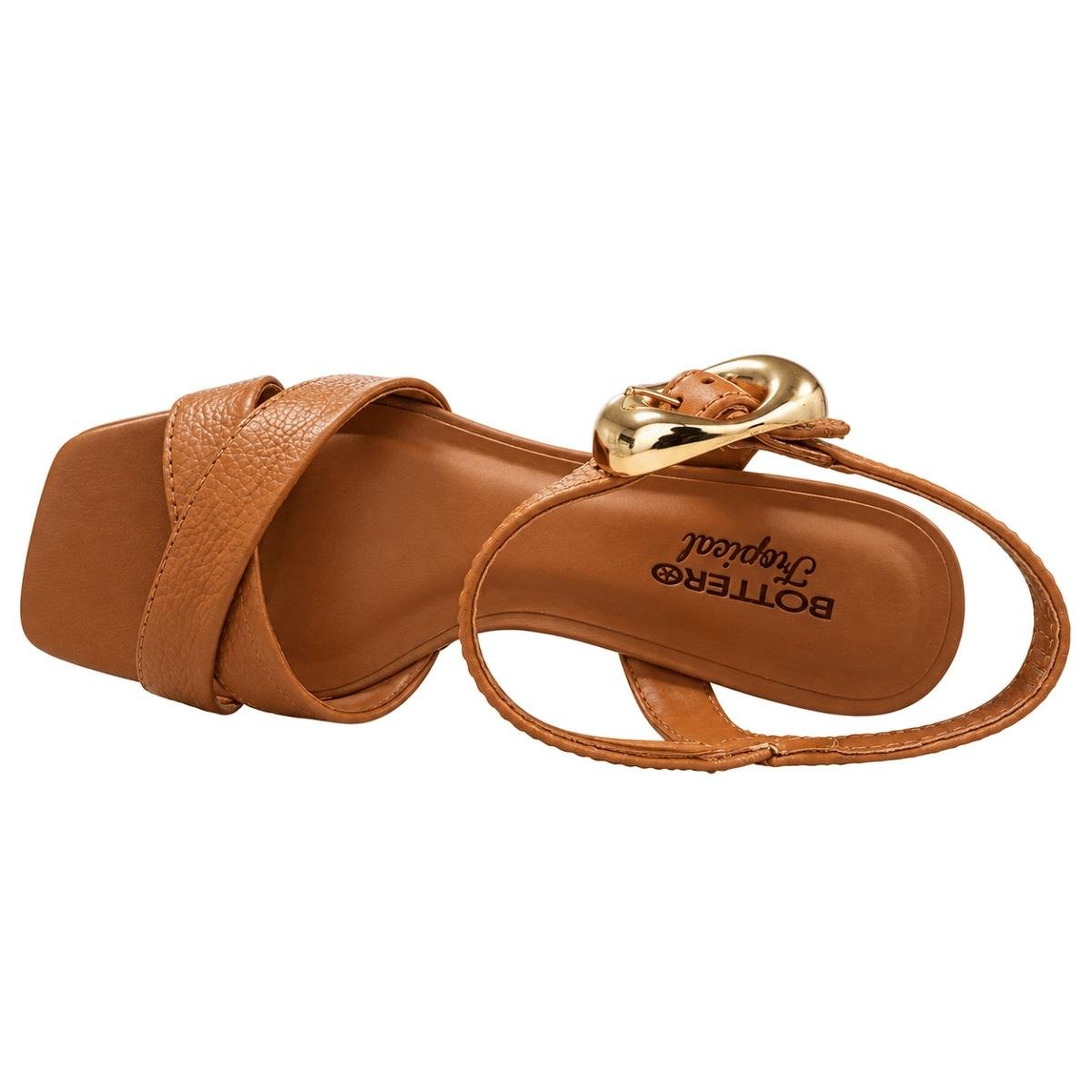 Sandália Salto Médio Feminina Bottero Tropical 374018 Caramelo Marrom 3
