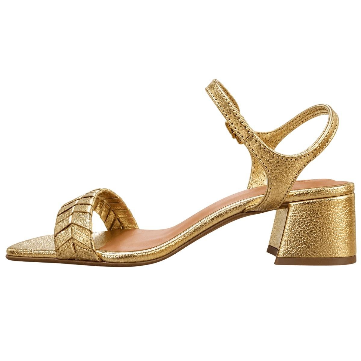 Sandália Salto Médio Feminina Bottero Tropical 374020 Dourado Dourado 2