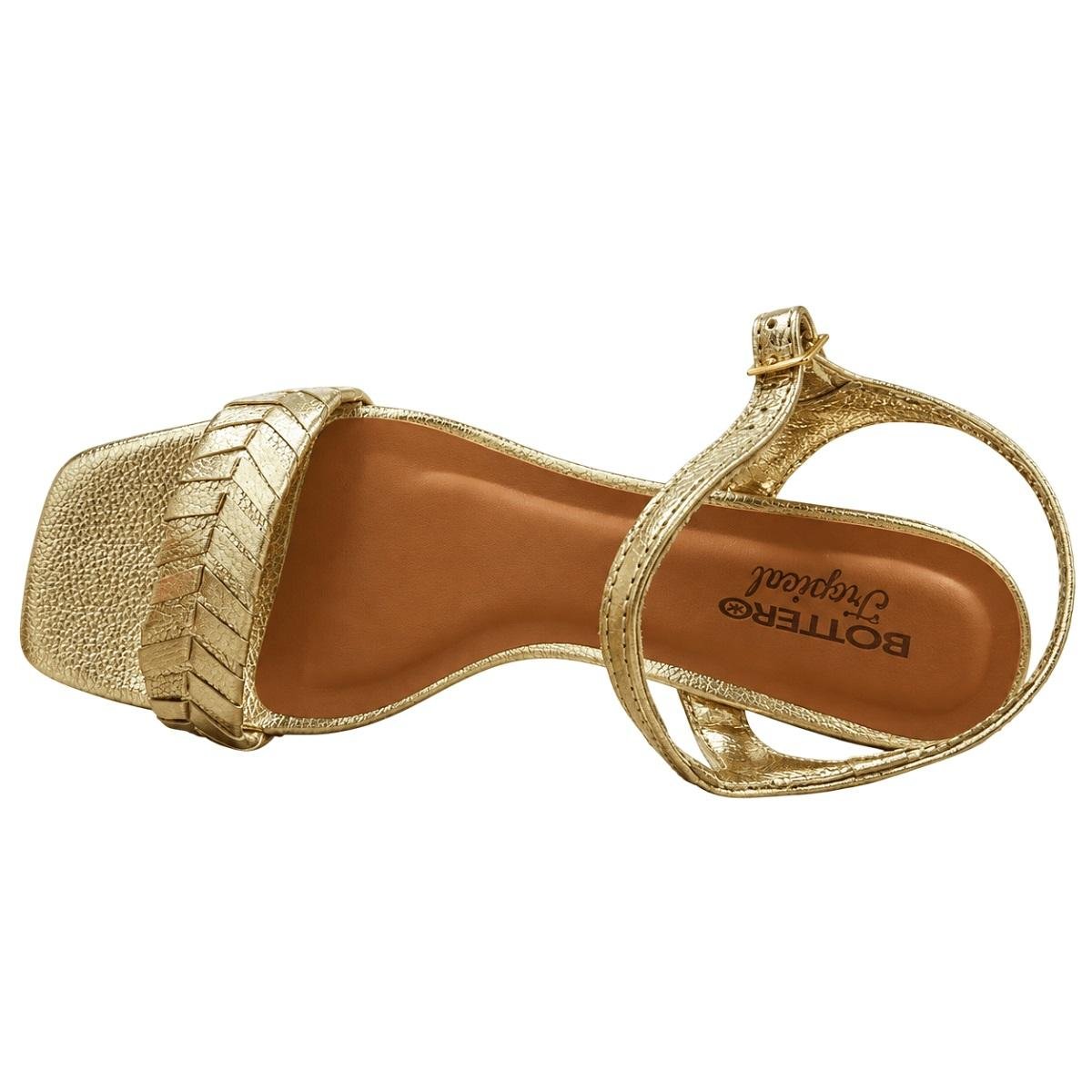 Sandália Salto Médio Feminina Bottero Tropical 374020 Dourado Dourado 3
