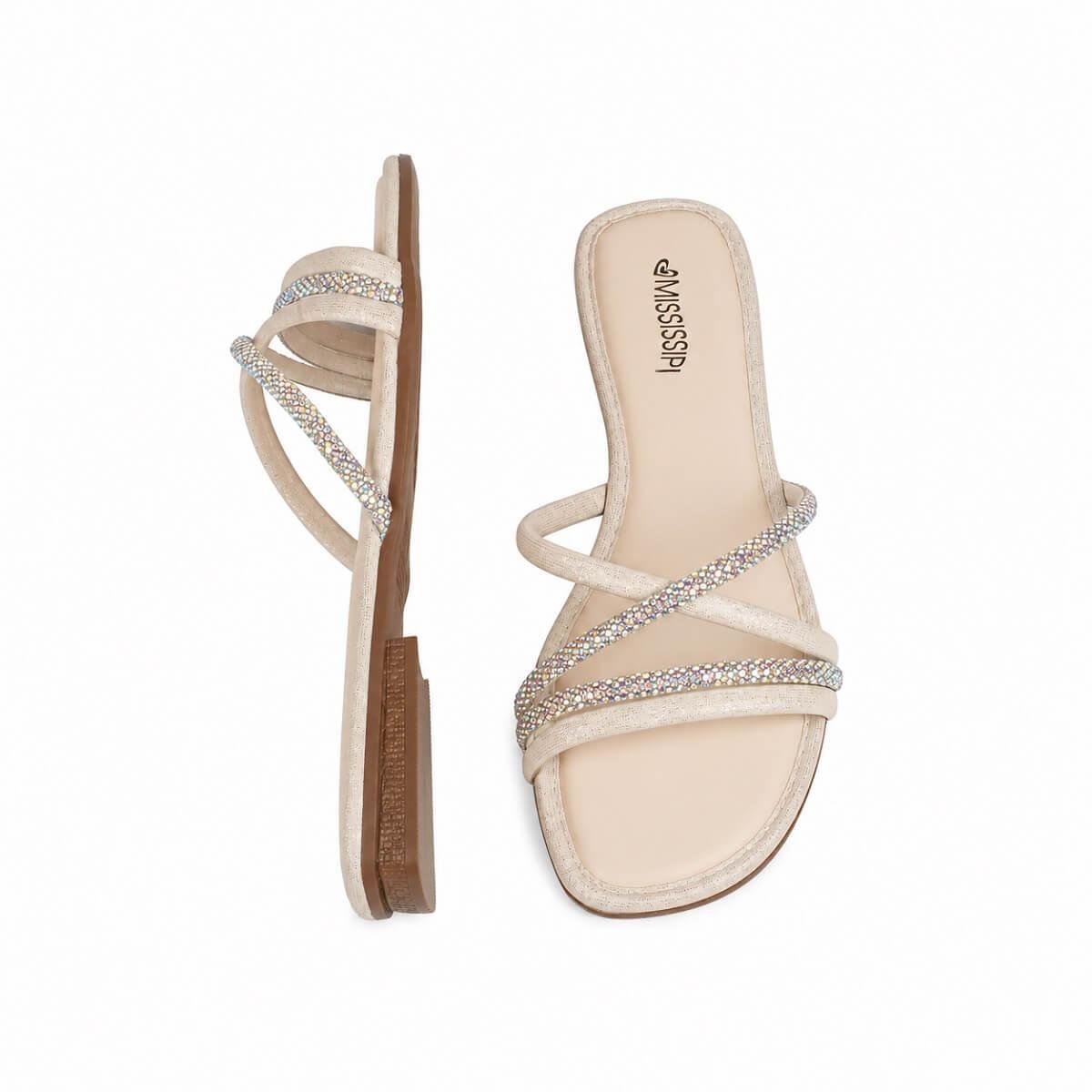 Sandália Rasteira Feminina Mississipi J2783 Branca Branco 3