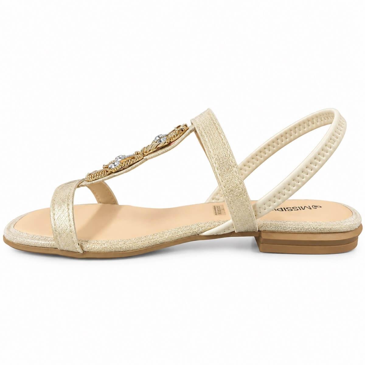 Sandália Rasteira Feminina Mississipi MF842 Off White Branco 2
