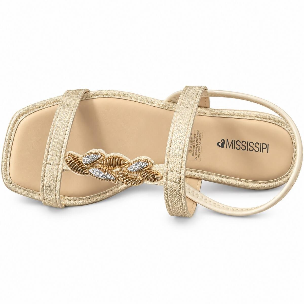 Sandália Rasteira Feminina Mississipi MF842 Off White Branco 3