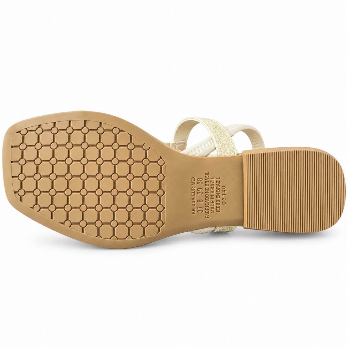 Sandália Rasteira Feminina Mississipi MF842 Off White Branco 4