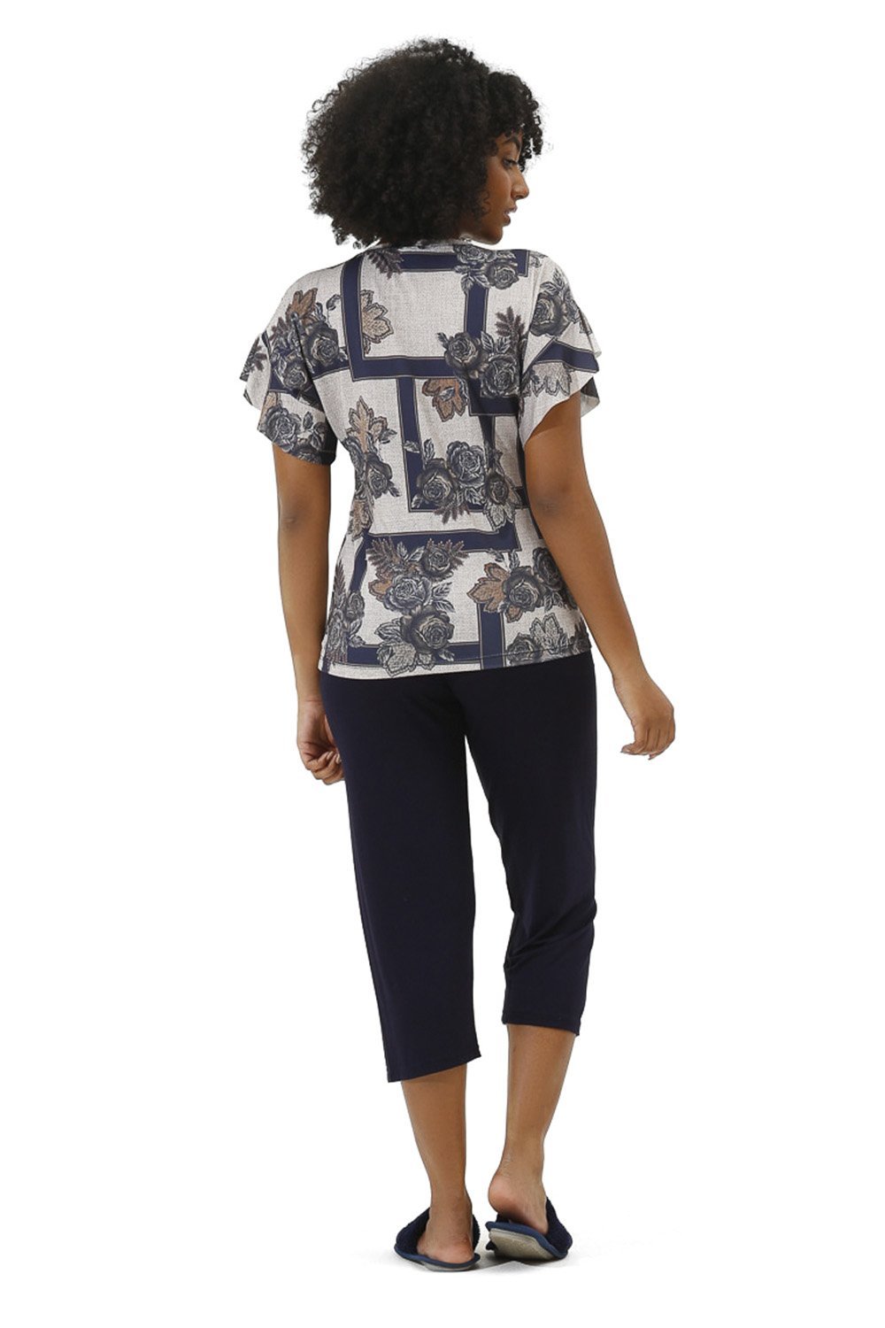 Conjunto De Pijama Capri Para Mujer HONG HUI, Talla Grande, Top De Dormir Con Pantalones Capri Conjunto De Dormir De 2 Piezas~p111365277