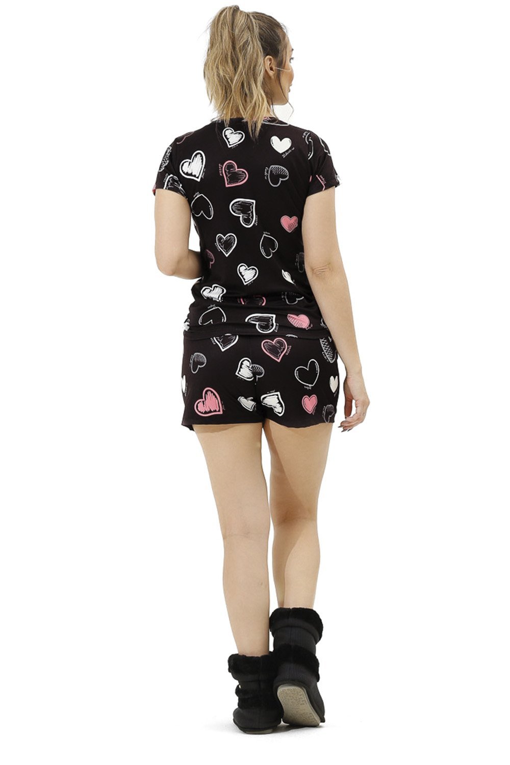 Pijama Curto Love  - Toque Sleepwear Preto 2