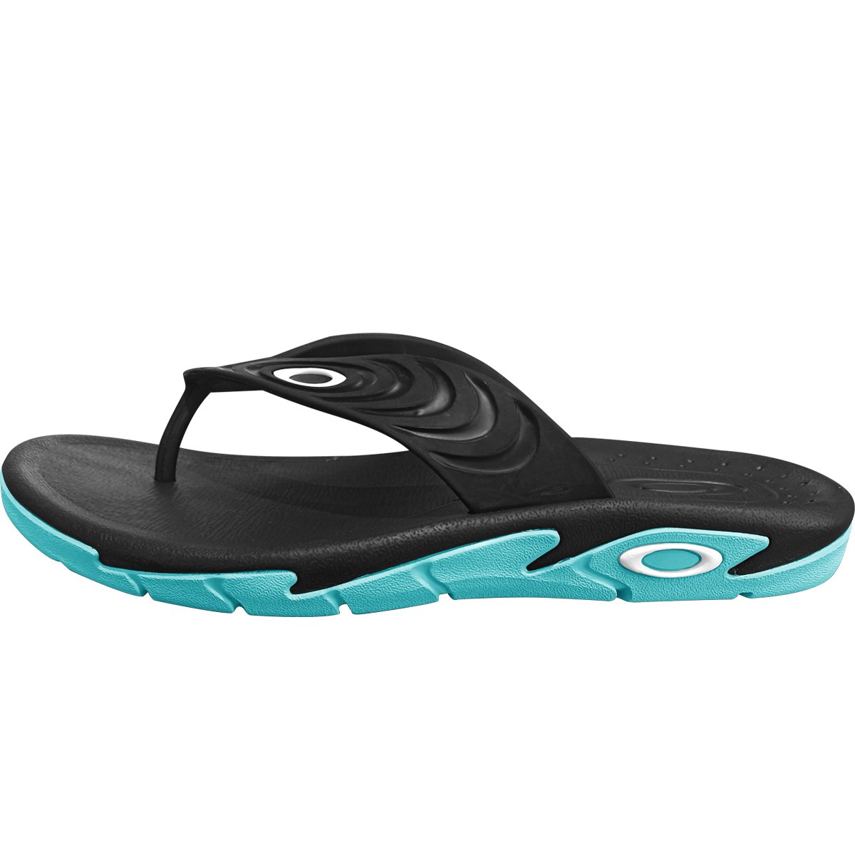 Chinelo Oakley Crowd Black Turquoise Azul 3