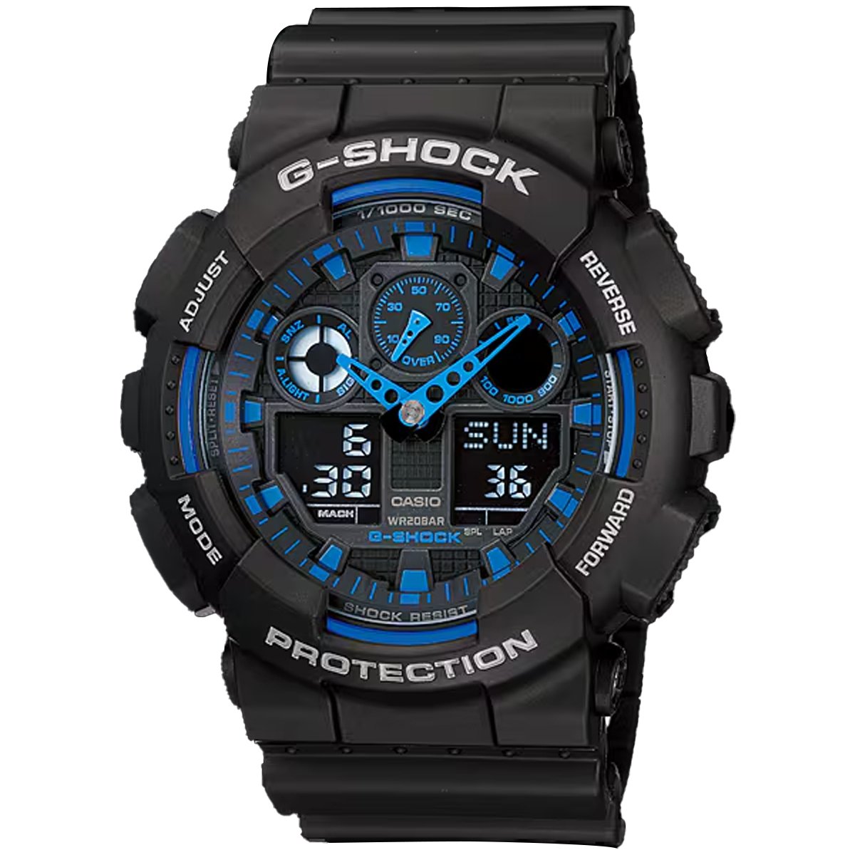 Relógio Casio G-Shock Digital e Analógico GA-100-1A2DR Preto e Azul