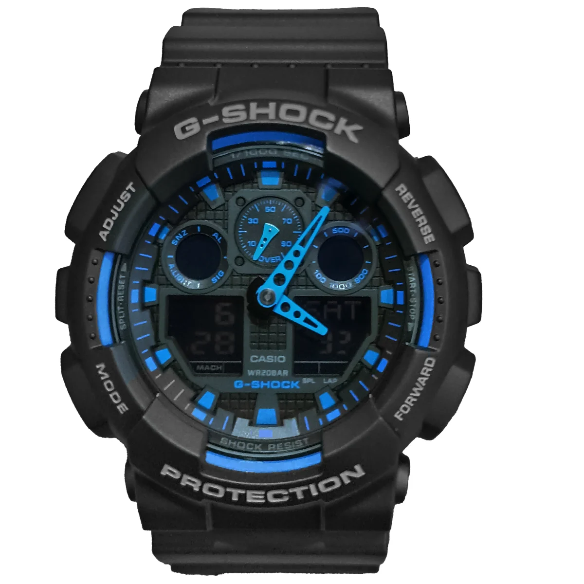Relógio Casio G-Shock Digital e Analógico GA-100-1A2DR Preto e Azul Preto 2