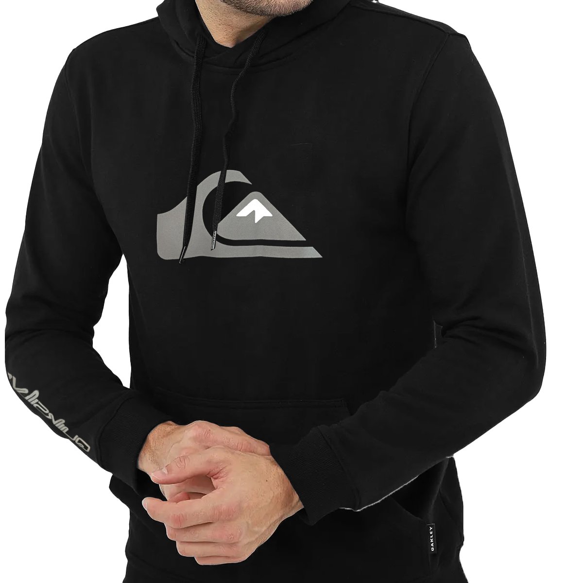 Moletom Quiksilver Comp Logo 2.0 Preto Reforçado com Capuz Preto 3