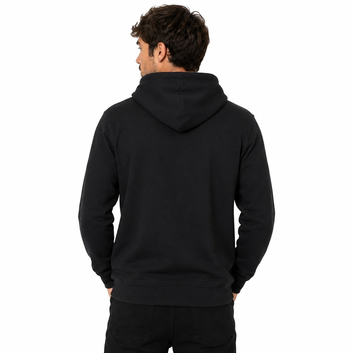 Moletom Quiksilver Impaired Logo DNA Preto Fechado com Capuz Preto 2