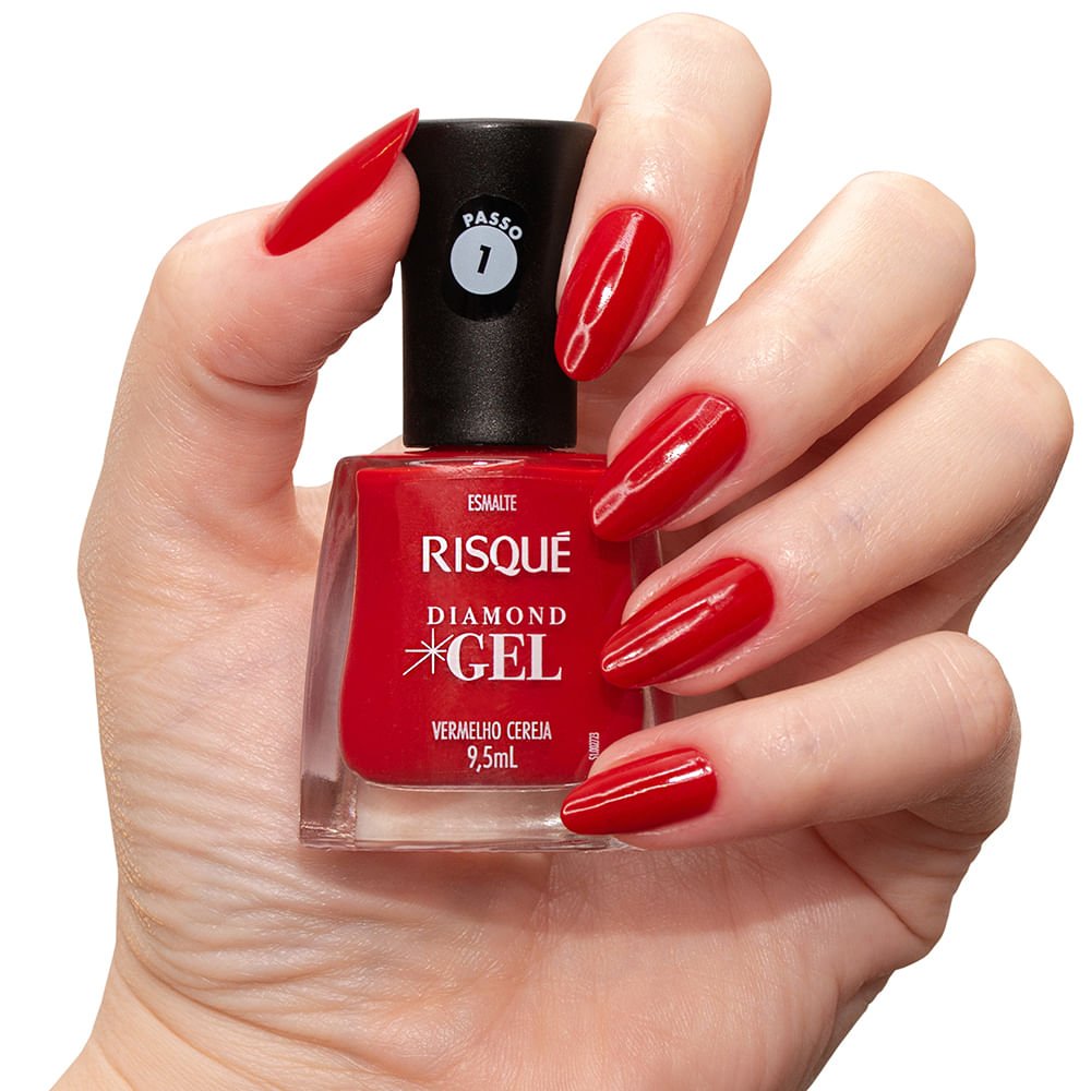 Esmalte Risqué Diamond Gel Vermelho Cereja 9,5ml Vermelho Cereja 3