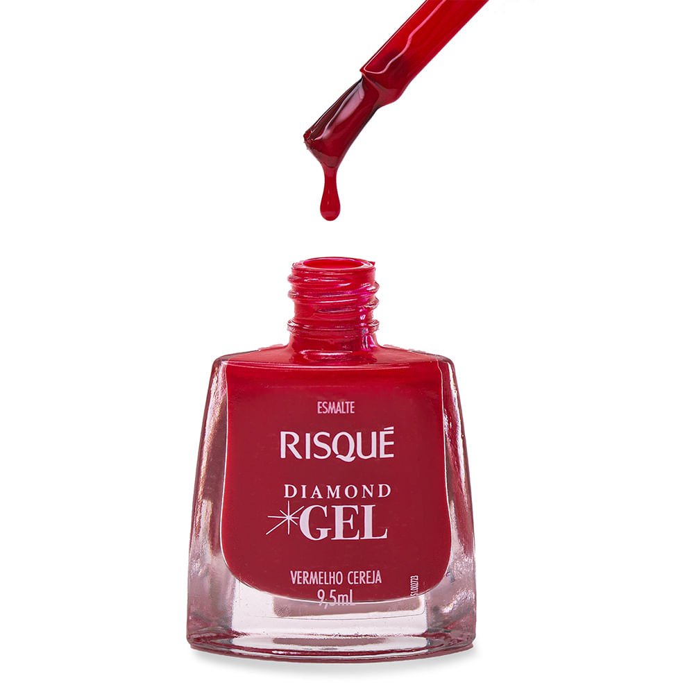 Esmalte Risqué Diamond Gel Vermelho Cereja 9,5ml Vermelho Cereja 5