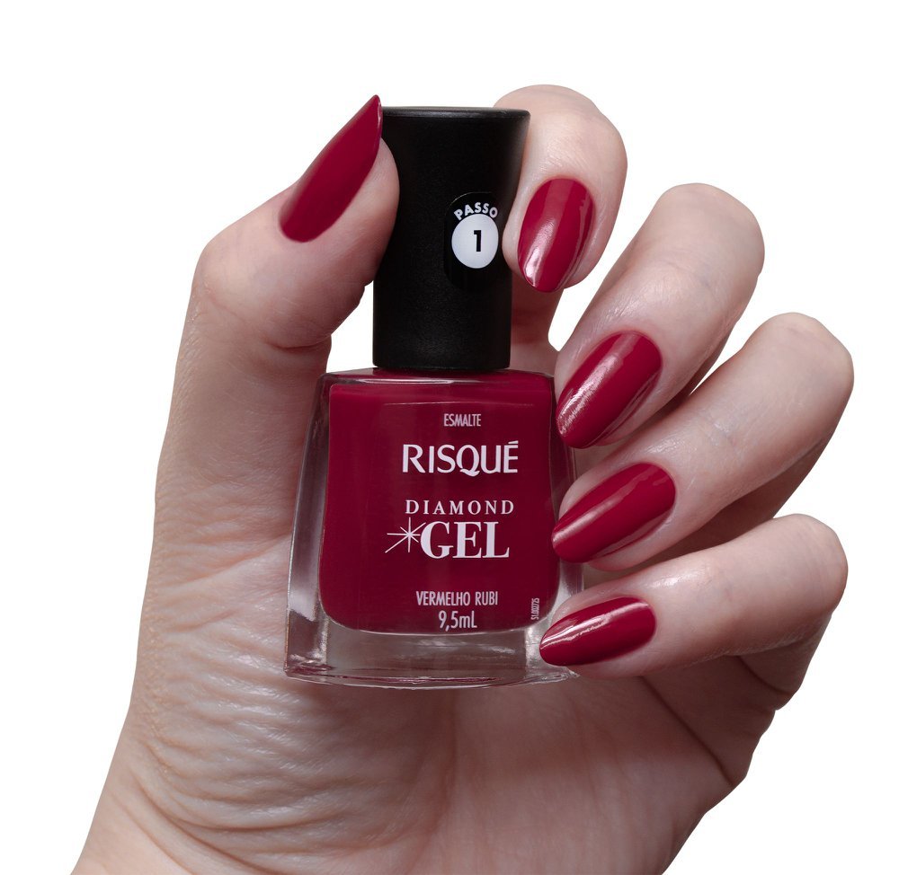 Esmalte Risqué Diamond Gel Vermelho Rubi 9,5ml