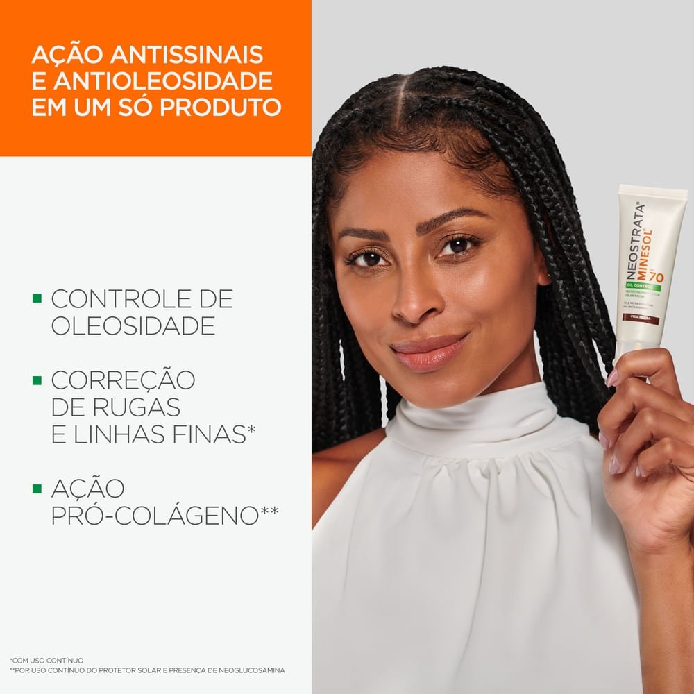Protetor Solar NeoStrata Minesol FPS 70 Oil Control Facial com Cor Escuro com 40g Marrom 7