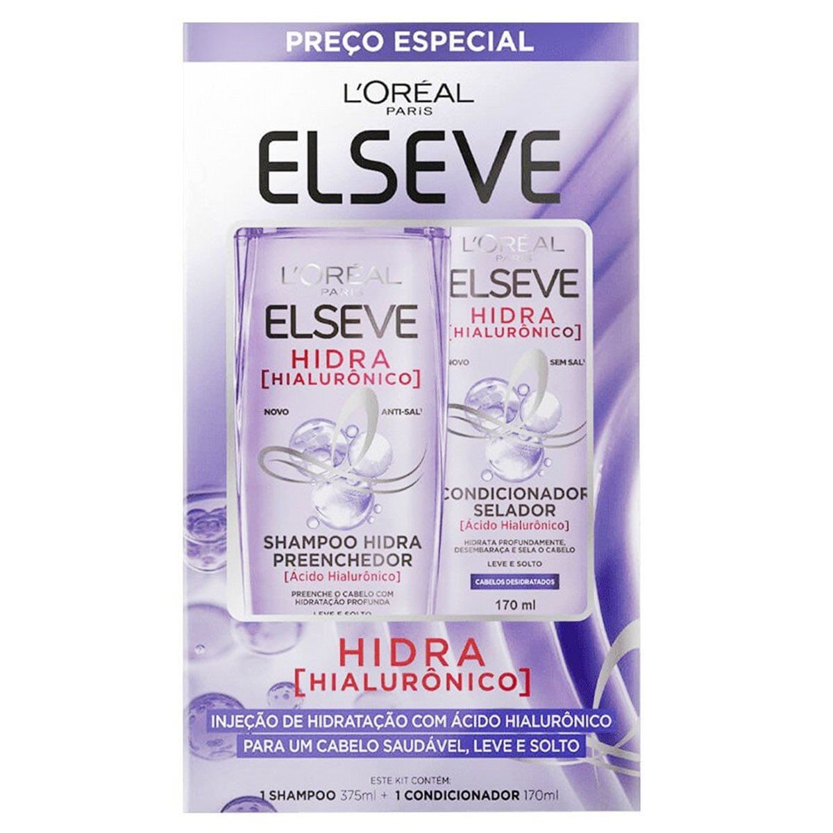 Kit Shampoo e Condicionador Elseve Hidra Hialurônico 375ml + 170ml ÚNICO 1