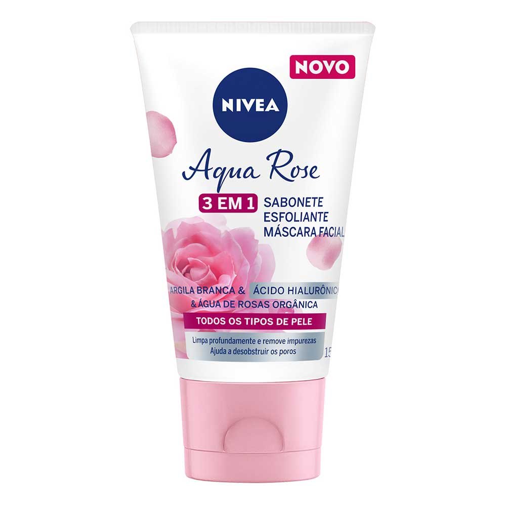 Sabonete Esfoliante Nivea Aqua Rosé Rosas Orgânicas 3em1 150ml