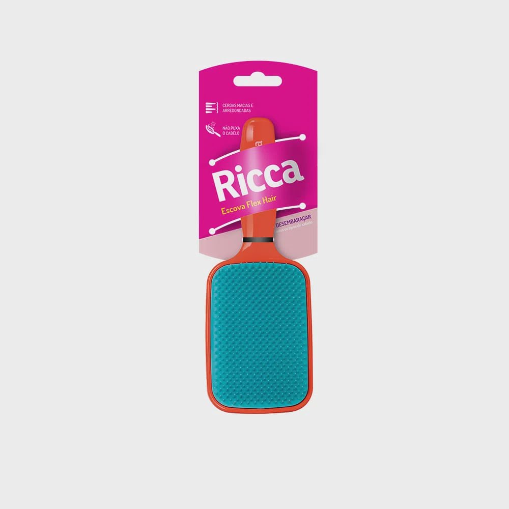 Escova de Cabelo Raquete Ricca Flex Hair Red - 1 Unidade