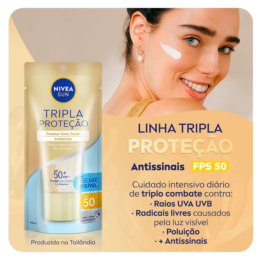 Protetor Nivea Sun Face Triple Protect Antissinais FPS50 50ml 50ml 3