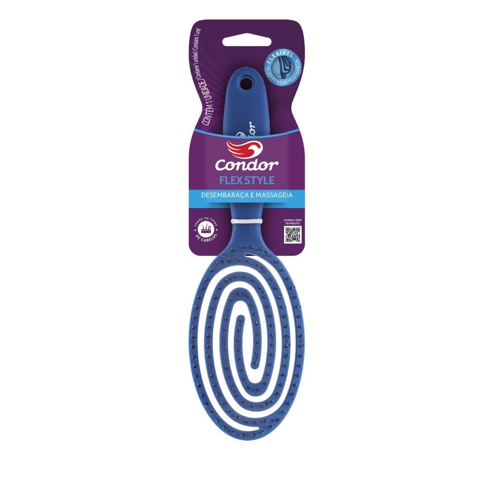 Escova Cabelo Condor Oval Flax Style Azul 1