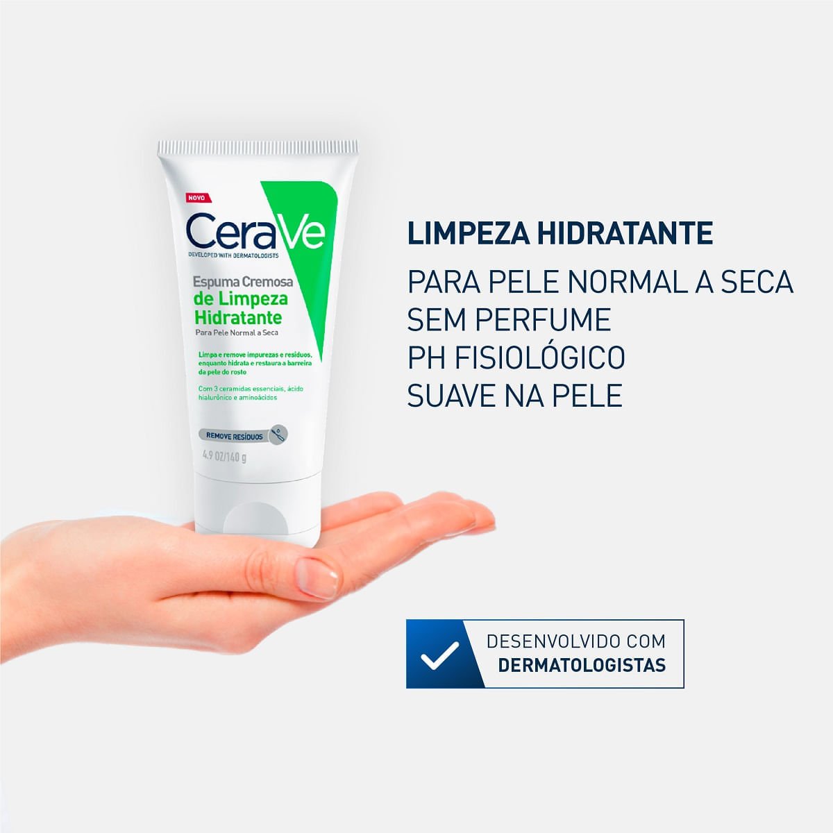Cerave Espuma Limpeza Hidratante Cremosa 140g 140g 4