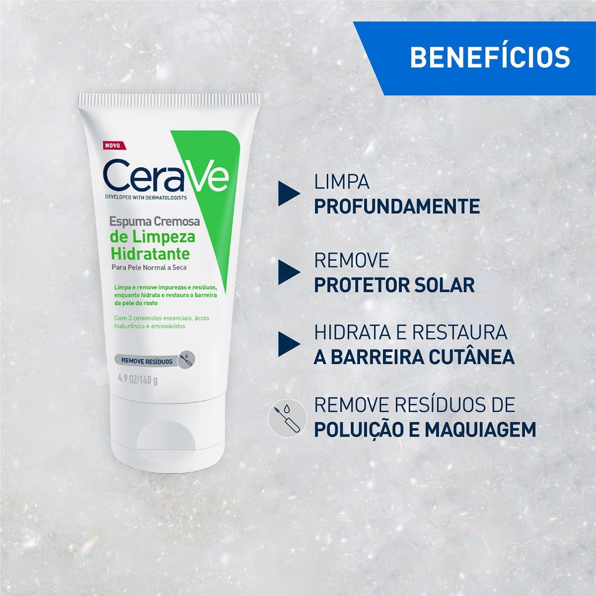 Cerave Espuma Limpeza Hidratante Cremosa 140g 140g 5