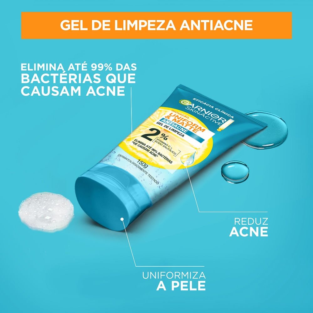 Gel de Limpeza Facial Garnier Uniform & Matte Antiacne 150g 150g