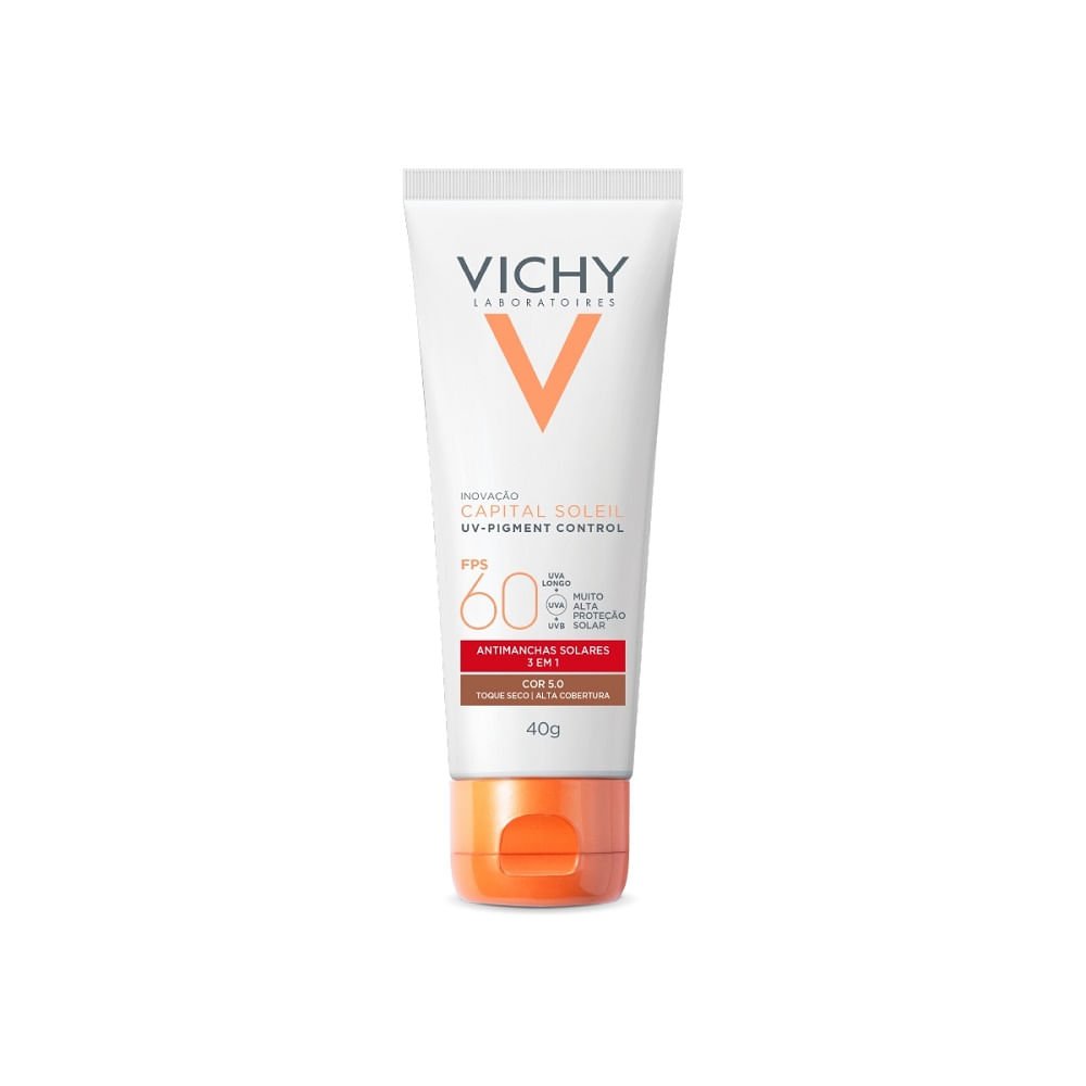 Protetor Solar Facial Vichy UV Pigment Control Com Cor 5.0 fps 60 40g