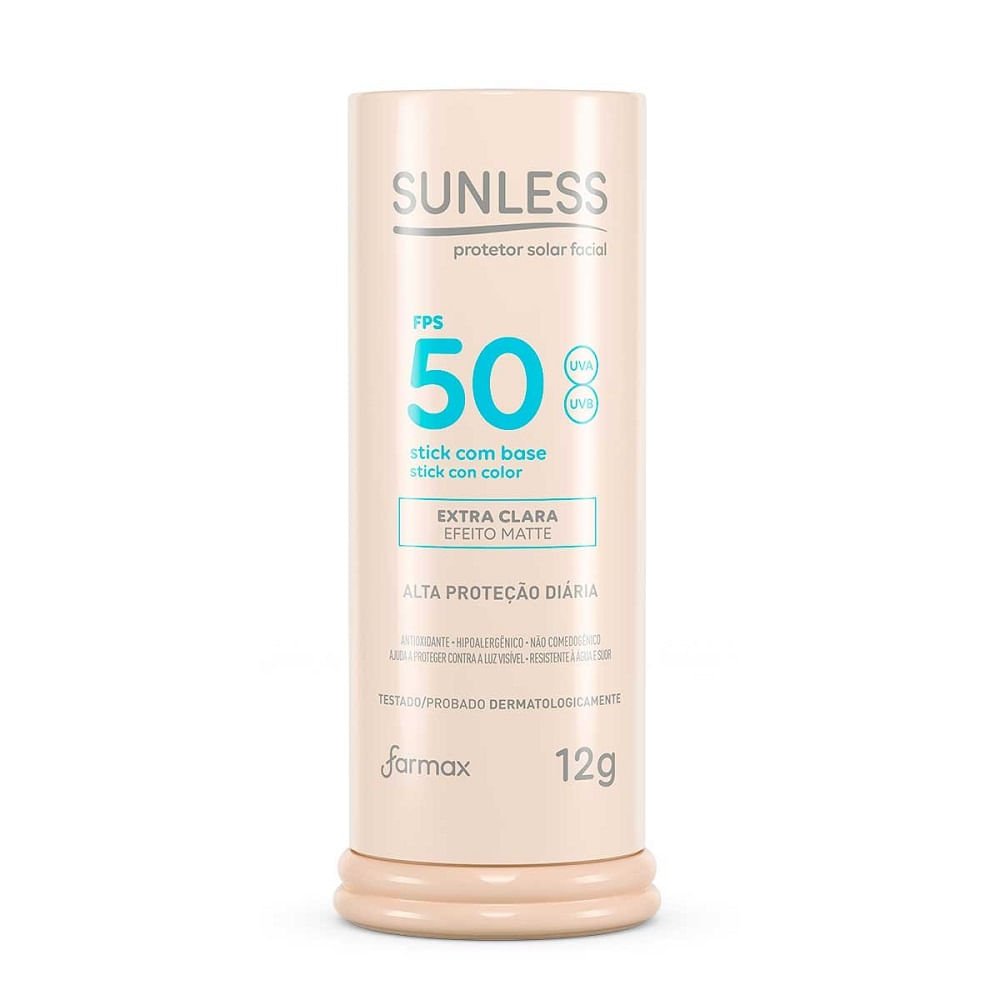 Protetor Solar Facial Sunless Stick Base Extra Clara fps 50 12g