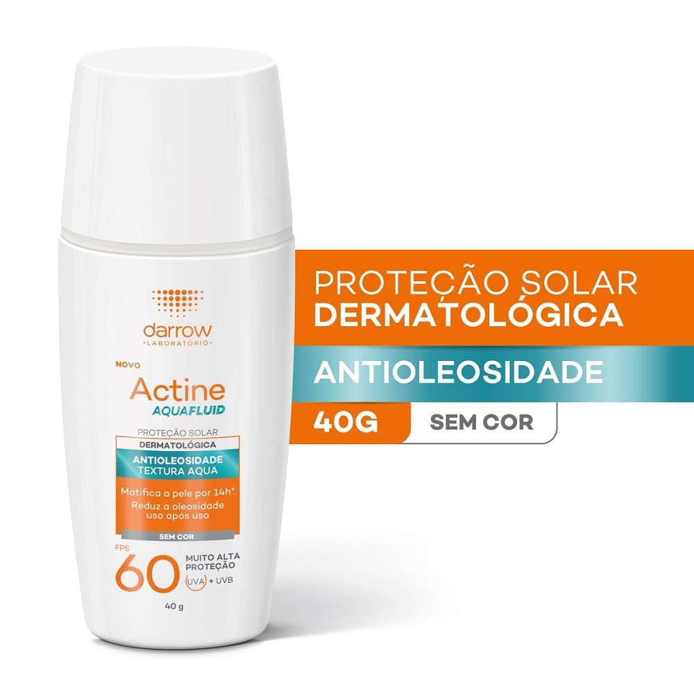 Protetor Solar Actine Aquafluide Sem Cor Fps 60 40g 40g 2